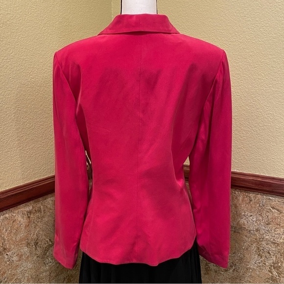 Anna Carole Sz 14 Silk 100% Blazer Shoulder Pads Hot Pink Barbiecore Barbie - Picture 3 of 10